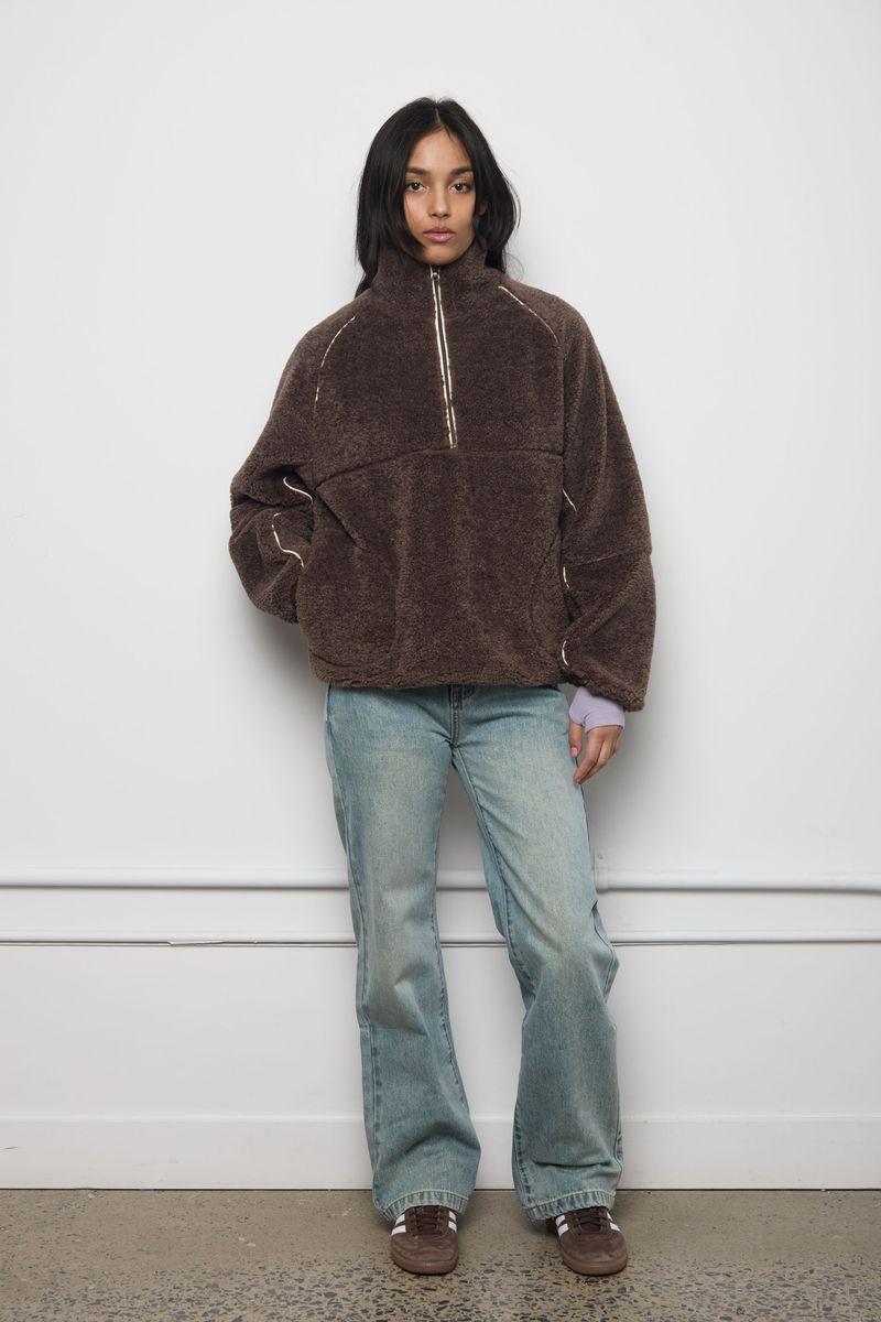 Leatherline Sherpa Half Zip Jacket