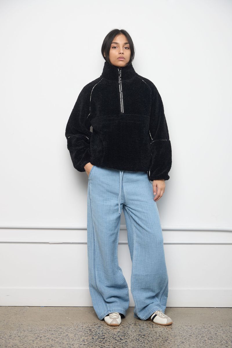 Leatherline Sherpa Half Zip Jacket