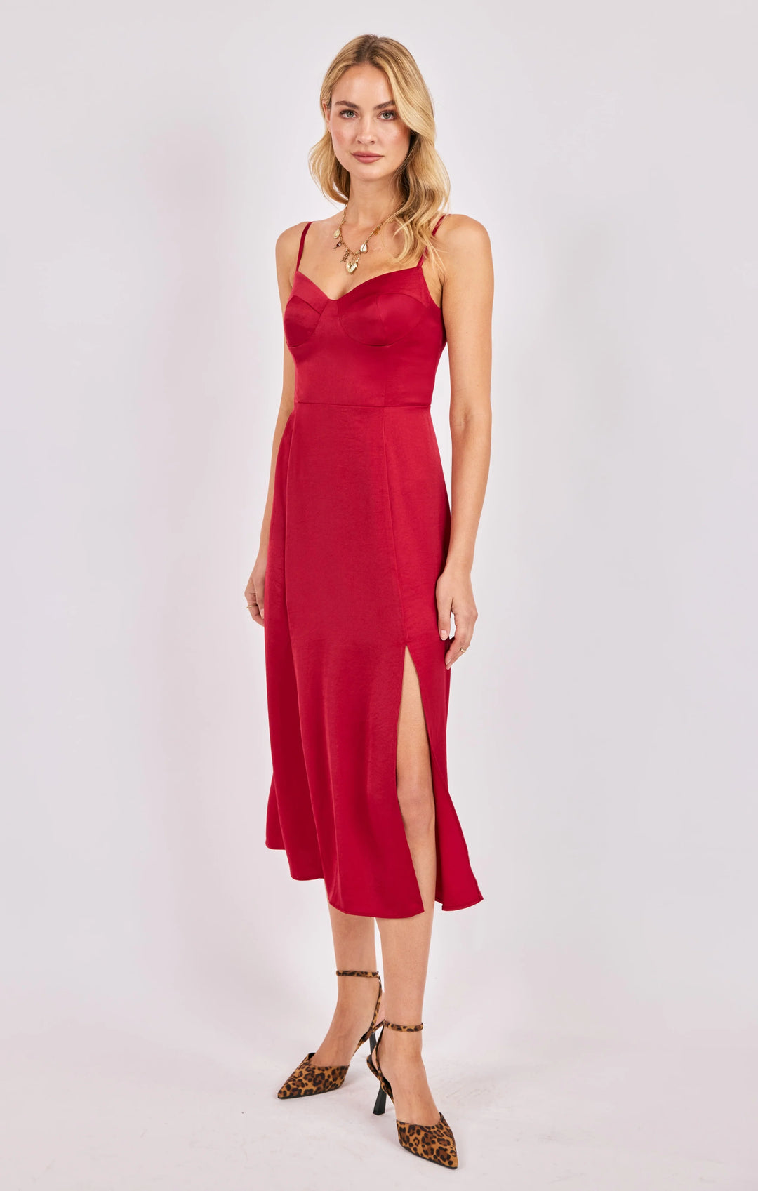 Romy Satin Bustier Midi Dress