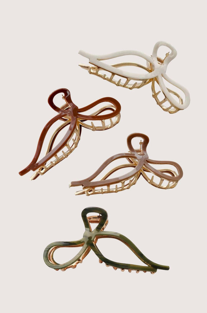 Festive Bow Gold Claw Clip 