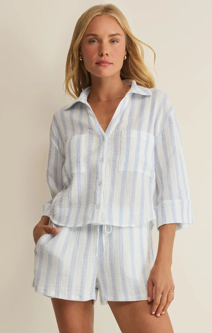 Helena Striped Gauzy Top
