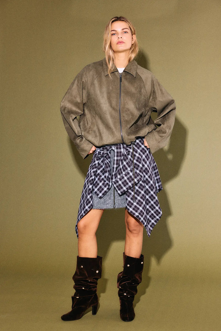 Memmy Faux Suede Bubble Jacket