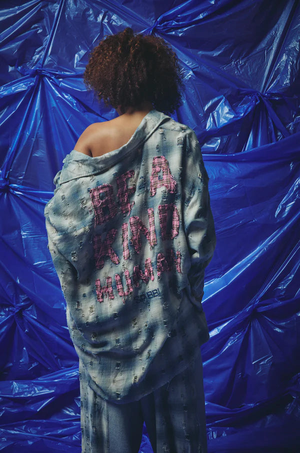 'Be A Kind Human' Plaid Shirt