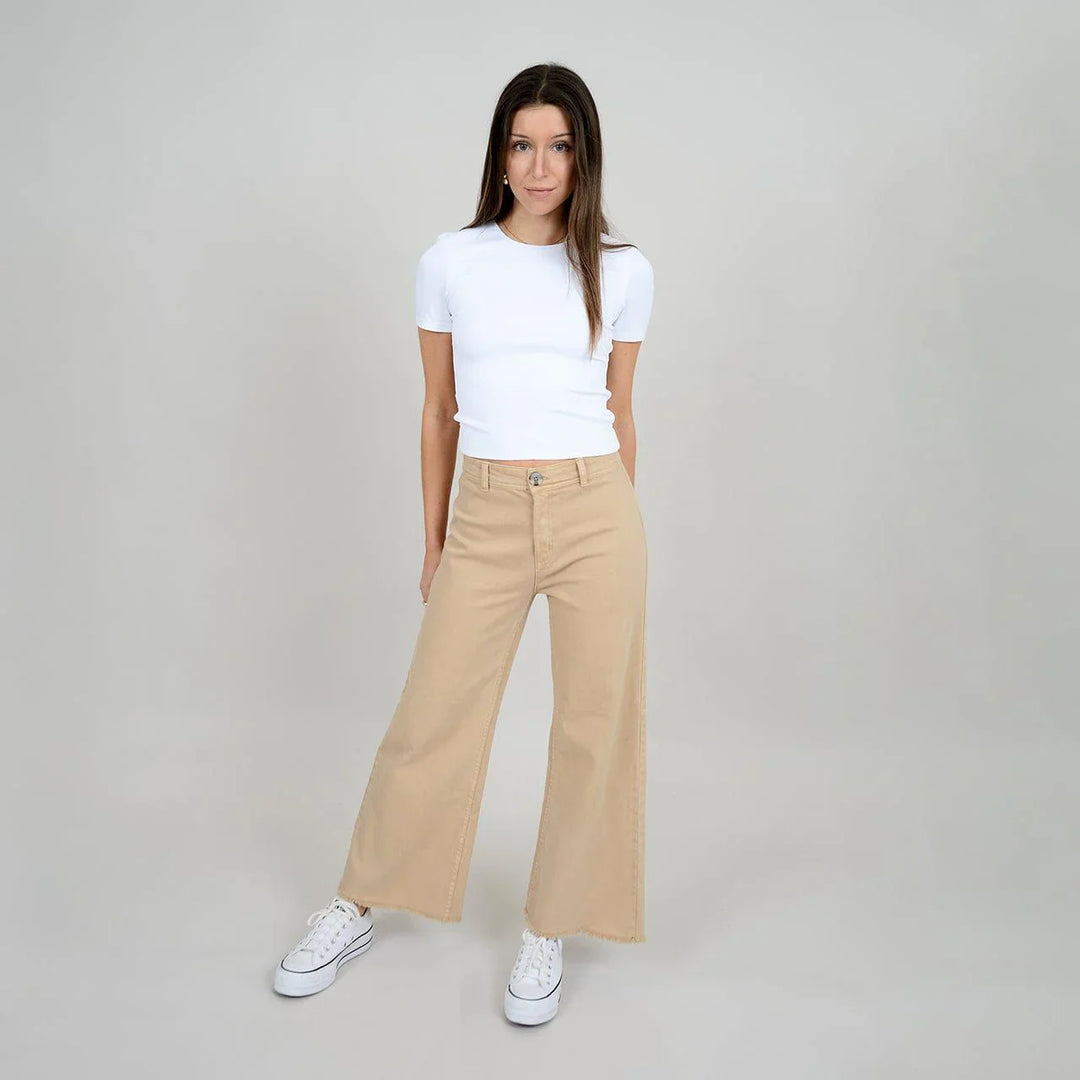 Roxi Rib Crop Round Neck Tee