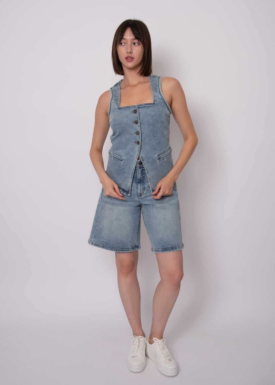 Vesta Stretch Button Up Top
