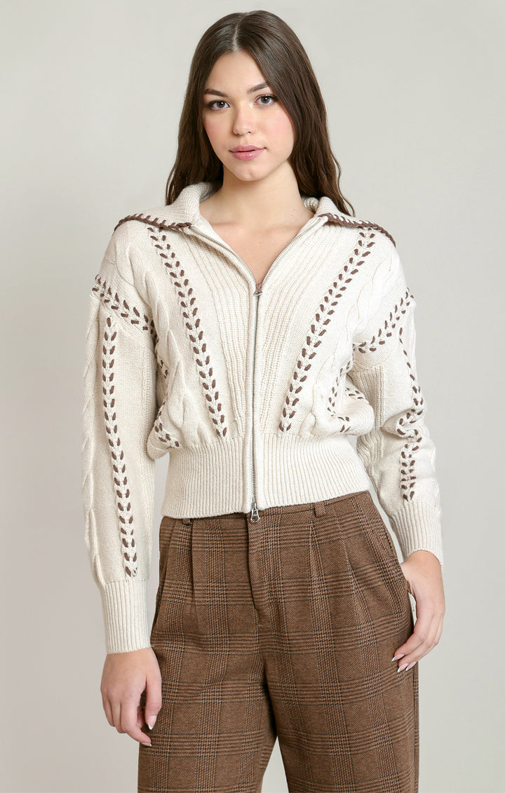 Cable Stitch Zip Cardigan