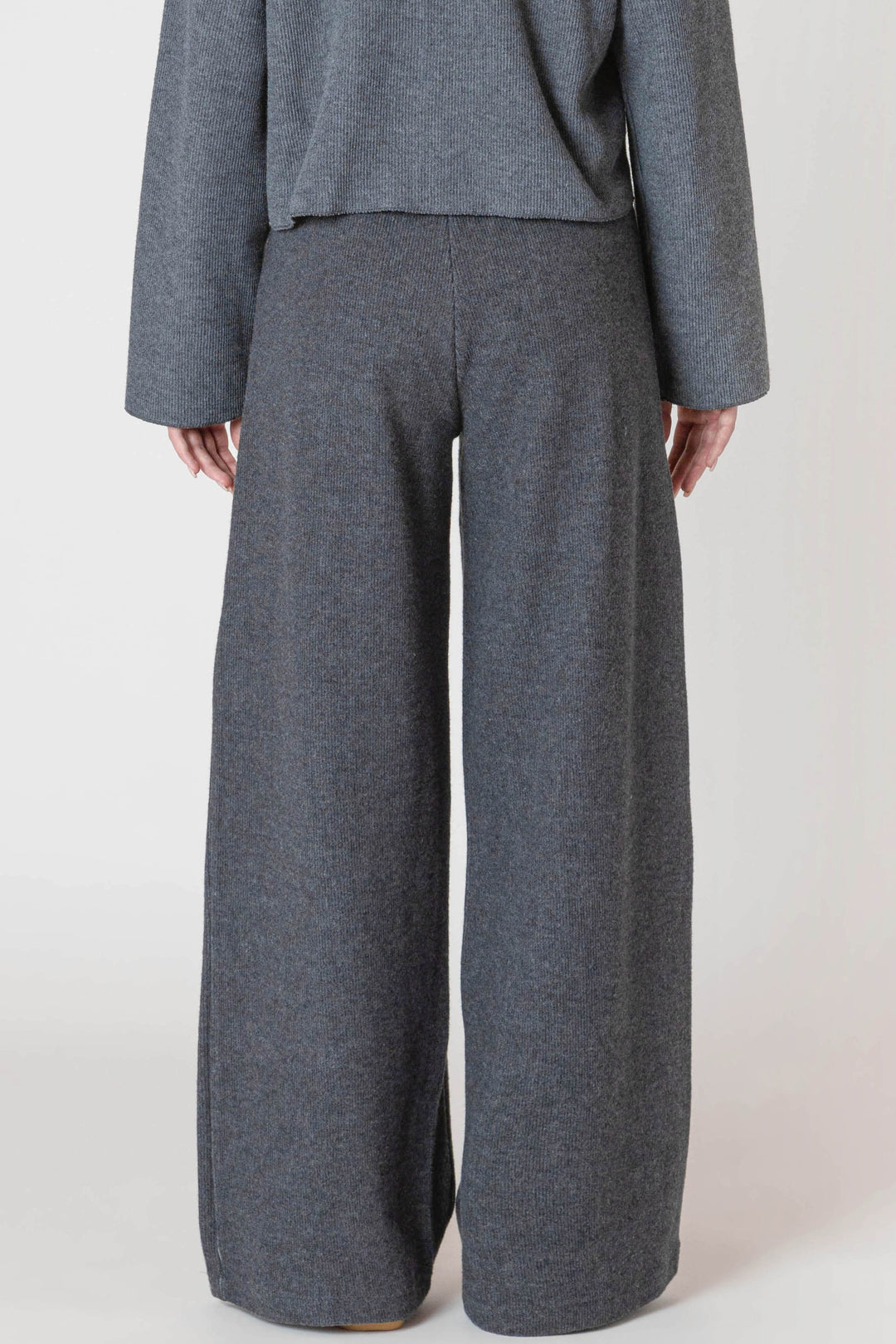 Heather Wide Leg Ribbed Pant