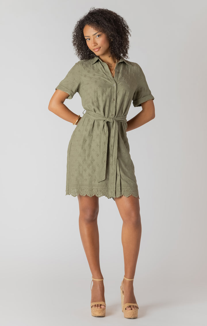 Taya Linen Eyelet Shirt Dress