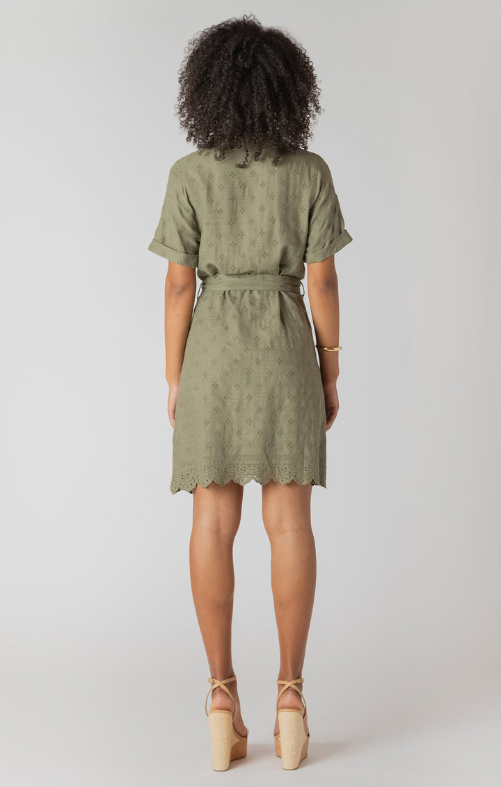 Taya Linen Eyelet Shirt Dress