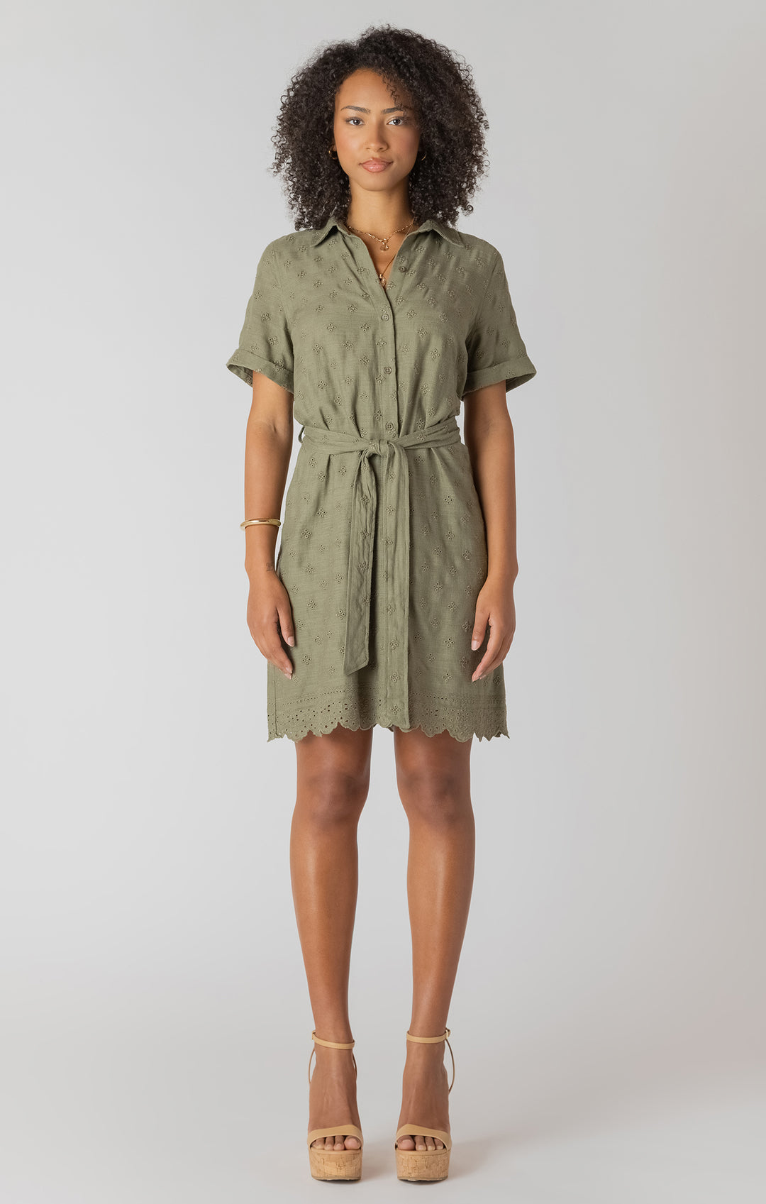 Taya Linen Eyelet Shirt Dress