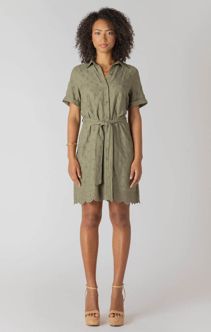 Taya Linen Eyelet Shirt Dress