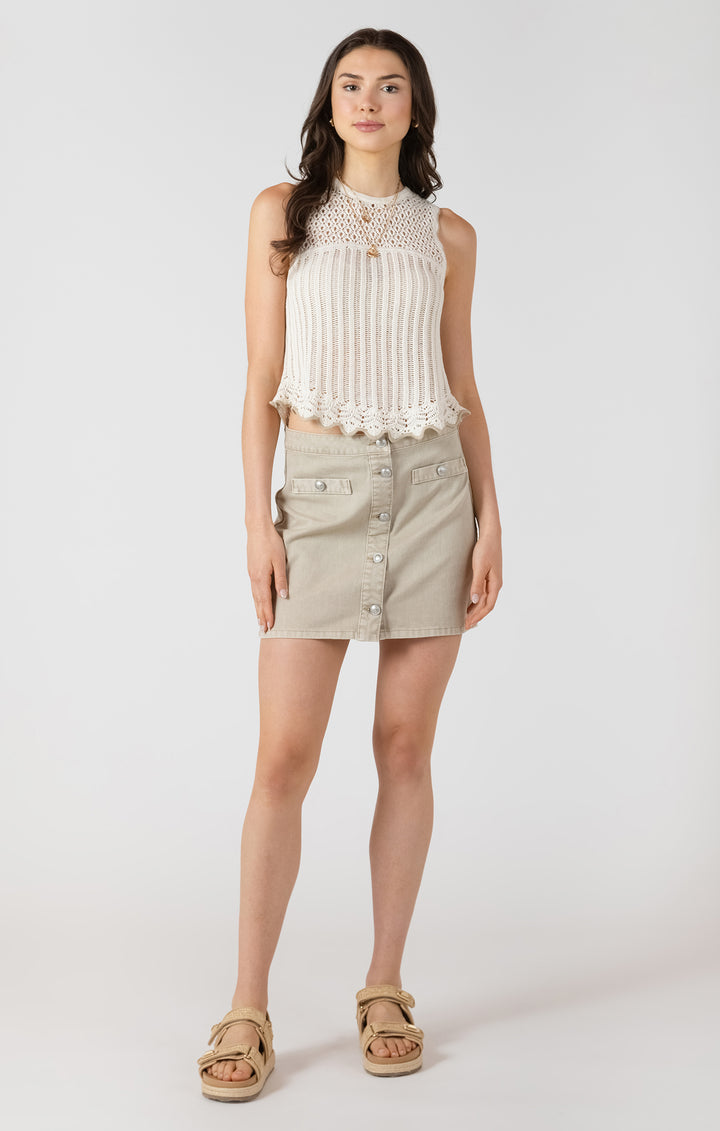Lia Button Front Mini Skirt